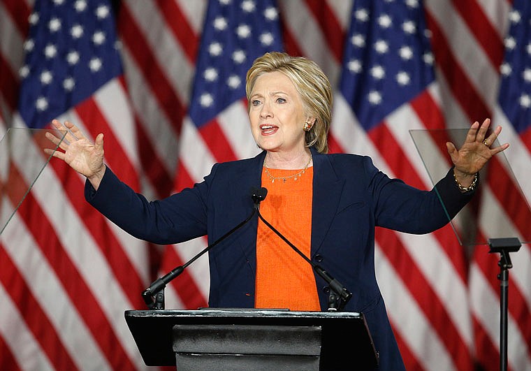 Democratic presidential candidate Hillary Clinton gives an address on national security Thursday in San Diego, California.