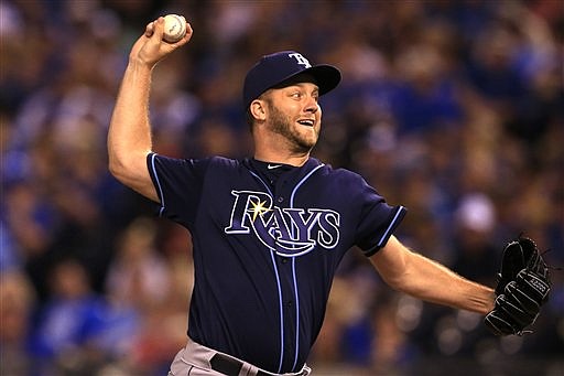Tampa Bay Rays relief pitcher Brad Boxberger during a baseball game against the Kansas City Royals at Kauffman Stadium in Kansas City, Mo., Tuesday, May 31, 2016. The Royals defeated the Rays 10-5. 