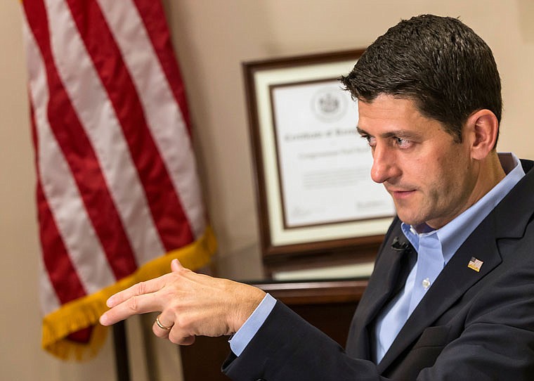 House Speaker Paul Ryan, R-Wis., speaks during an interview with the Associated Press Thursday in  Janesville, Wisconsin. Ryan endorsed Donald Trump on Thursday, ending an extraordinary public split between the GOP's presumptive presidential nominee and the nation's highest-ranking Republican office holder.