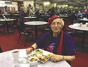 In this contributed photo published June 3, 2016, Sippie Howard enjoys a nutritious lunch at the Senior Center inside Capital Mall in Jefferson City.