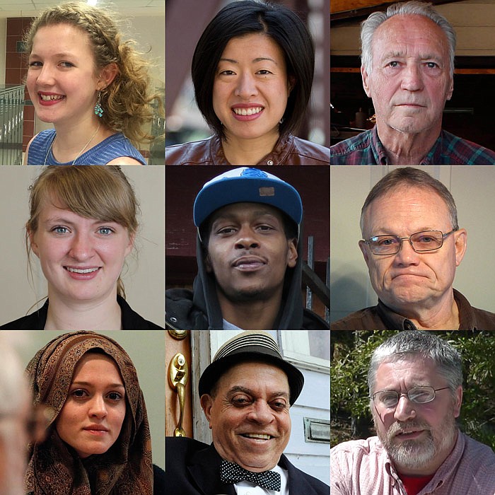 This combination photos shows, top row from left, Dana Craig, 15, of River Falls, Wis.; Kimberly Jung, 29, of Chicago and Rodney Kimball, 74, of West Bethel, Maine; middle row from left, Allene Swanson, 22, of Chicago; Craig House, 32, of St. Louis and Mike Poling of Delphos, Ohio; bottom row from left, Amal Kassir, 20, of Colorado; John Moore, 74, of New Orleans and Russ Madson, 45, of Birmingham, Ala. The Associated Press interviewed a wide range of Americans to get a sense of what they think about the nation's greatness in the twilight of President Barrack Obama's eight years in office.