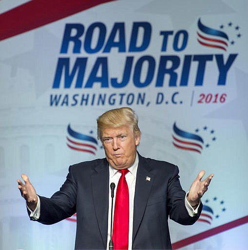Republican presidential candidate Donald Trump addresses the Faith and Freedom Coalition's Road to Majority Conference in Washington, Friday, June 10, 2016.