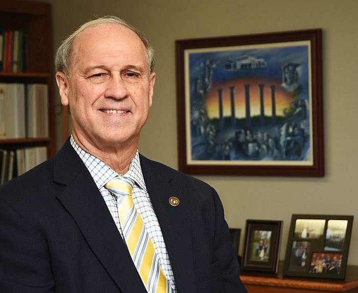 Ronald Lankford poses in his sixth floor office inside the Jefferson State Office Building in Jefferson City. Lankford served in the Webb City school district for 33 years before being named deputy commissioner of Missouri Elementary and Secondary Education six years ago. 