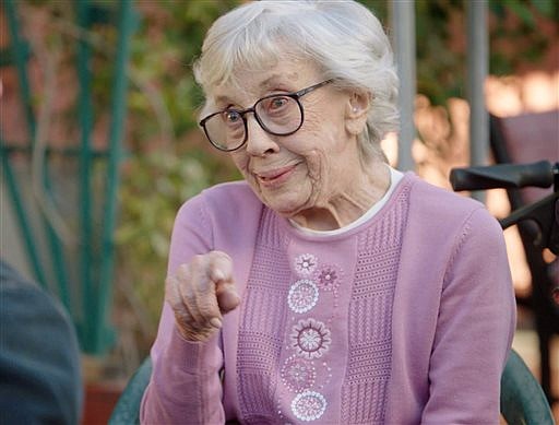 This image released by CBS shows Ann Guilbert in a scene from the CBS series, "Life In Pieces." Guilbert, beloved as the next-door neighbor on "The Dick Van Dyke Show" and seen recently on CBS' comedy "Life in Pieces," died of cancer on Tuesday, June 14, 2016. She was 87. (CBS via AP) 