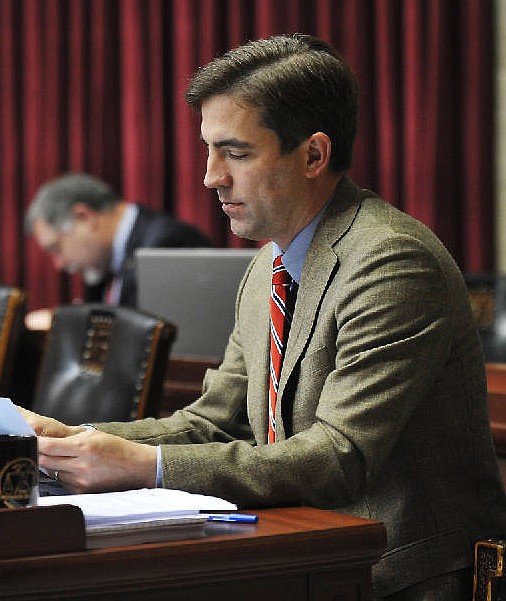 In this May 13, 2016 file photo, Rep. Jay Barnes, R-Jefferson City, prepares to vote in Missouri House.