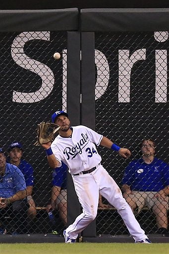 Kansas City Royals right fielder Reymond Fuentes is shown during a baseball game against the Cleveland Indians at Kauffman Stadium in Kansas City, Mo., Wednesday, June 15, 2016. 