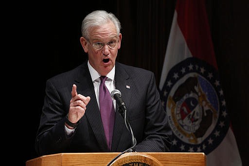 In this May 13, 2016, file photo, Missouri Gov. Jay Nixon speaks during a news conference at the Capitol in Jefferson City. 