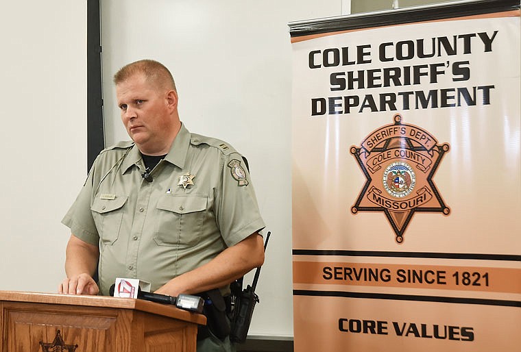 Capt. John Wheeler of the Cole County Sheriff's Department holds a press conference asking for residents' help in locating a person of interest in a possible assault that occurred on June 13 in or around St. Martins. 