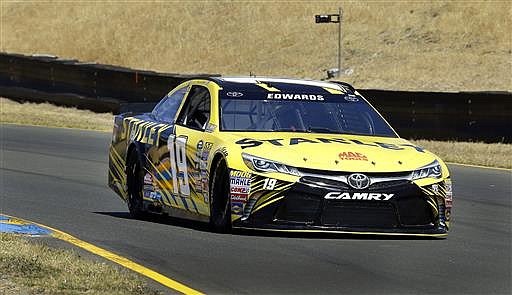 Carl Edwards drives during a qualifying lap for the NASCAR Sprint Cup Series auto race Saturday, June 25, 2016, in Sonoma, Calif. Carl Edwards won the pole position for Sunday's Toyota/Save Mart 350.