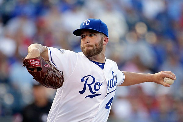 Royals pitcher Danny Duffy throws a pitch in the first inning of Monday night's game against the Cardinals at Kauffman Stadium in Kansas City.