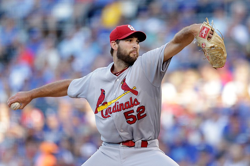 St. Louis Cardinals pitcher Michael Wacha throws during the first inning of a baseball game against the Kansas City Royals at Kauffman Stadium in Kansas City, Mo., Tuesday, June 28, 2016. 