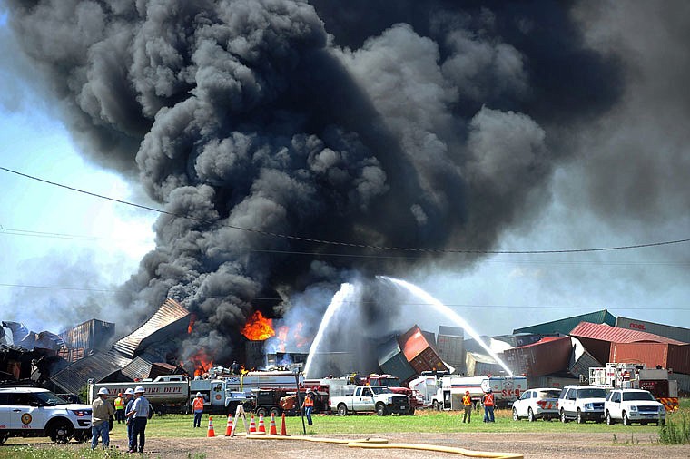 The remains of two crew members were found Wednesday and a third missing worker is presumed dead after a head-on train collision Tuesday in Panhandle, Texas, that caused several box cars to erupt in flames and led authorities to evacuate residents in the area. 