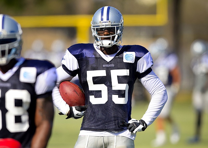 Dallas Cowboys linebacker Rolando McClain watches during training camp July 26, 2014, in Oxnard, Calif. Another headache hit Valley Ranch with word that linebacker McClain would be suspended for the first 10 games of the 2016 season for violation of the NFL's substance abuse policy.