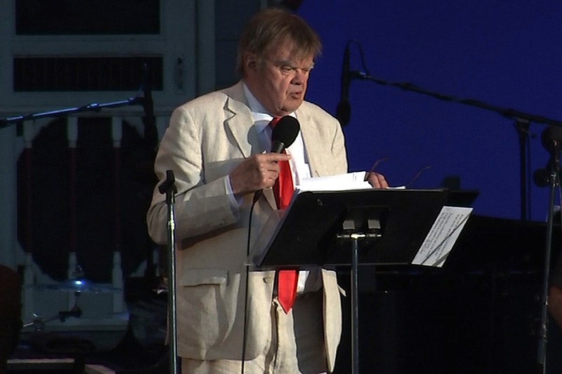 In this image made from video, writer and humorist Garrison Keillor hosts his final broadcast of the weekly radio variety show "A Prairie Home Companion" Friday, July 1, 2016, at the Hollywood Bowl in Los Angeles, Calif. 