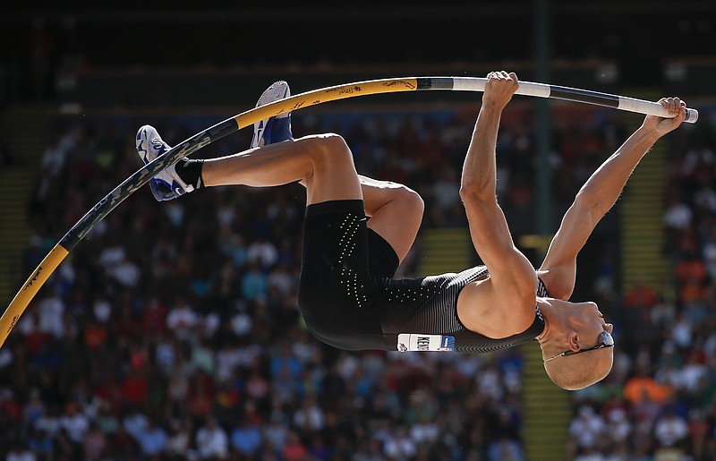 In this July 4, 2016, file photo, Sam Kendricks competes during the men's pole vault event at the U.S. Olympic Track and Field Trials in Eugene Ore. Of the 50 track and field athletes who've qualified so far for the Rio Games, 35 will be making their Olympic debut. Sounds like a lot, but the stats show this is about the way it always goes.