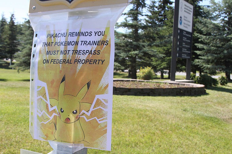 A sign at the National Weather Service in Anchorage, Alaska, informs "Pokemon Go" players it's illegal to trespass on federal property. The staff started noticing an uptick of people in the parking lot after the location was included as a gym in the popular game.