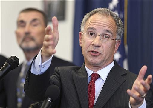 Paul Fishman, United States Attorney for the District of New Jersey, speaks during a news conference in Newark, N.J., Thursday, July 14, 2016. The U.S. attorney's office in New Jersey has been investigating whether David Samson, a political mentor to Republican Gov. Chris Christie, wrongfully used his Port Authority of New York and New Jersey post to get United Airlines to provide direct air service to South Carolina in 2014 to make it easier to get to his vacation home. 