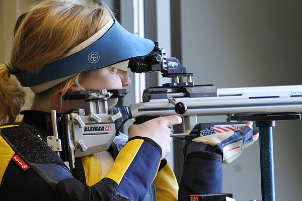 In this image provided by USA Shooting, Ginny Thrasher is shown at the 2016 U.S. Olympic Team Trials for Smallbore at Fort Benning, Ga., in April. 