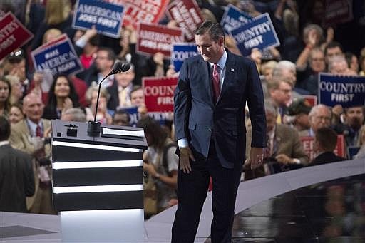 Sen. Ted Cruz, R-Texas, walks from the podium after speaking during the Republican National Convention, Wednesday, July 20, 2016, in Cleveland. 