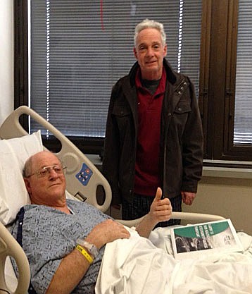 Tom Rigdon, standing, donated his kidney to Rod Mohler on March 9, 2015.