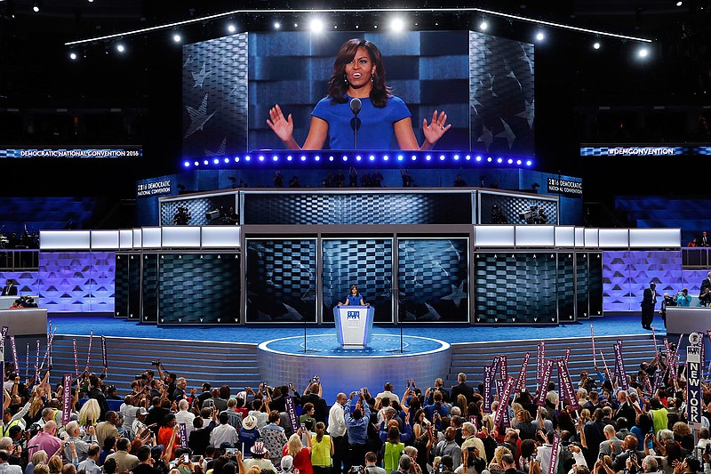 First lady Michelle Obama speaks during the first day of the Democratic National Convention in Philadelphia, Monday, July 25, 2016.