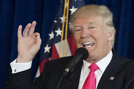 Republican presidential candidate Donald Trump speaks during a news conference at Trump National Doral, Wednesday, July 27, 2016, in Doral, Fla. 