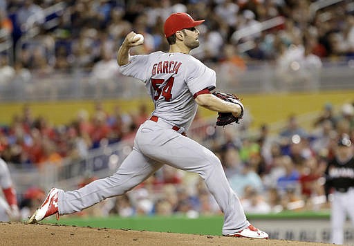 St. Louis Cardinals' Jaime Garcia pitches against the Miami Marlins during the first inning of a baseball game, Saturday, July 30, 2016, in Miami. 