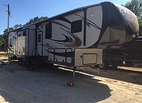 This undated photo courtesy of Bowie County Sheriff's Office shows a 2013 Cyclone 4100 trailer that was stolen between July 23 and July 26 from Daniels Chapel Road in New Boston, Texas.