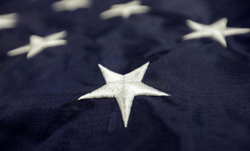This Wednesday, July 6, 2016, photo shows stars sewn into a United States flag made at Annin Flagmakers in South Boston, Va.