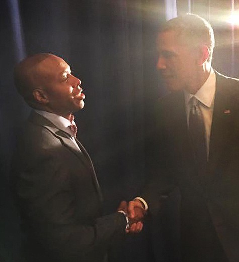 Lincoln University President Kevin Rome, left, had the opportunity to meet with President Barack Obama earlier this week as part of the Mandela Washington Fellowship for Young African Leaders program.