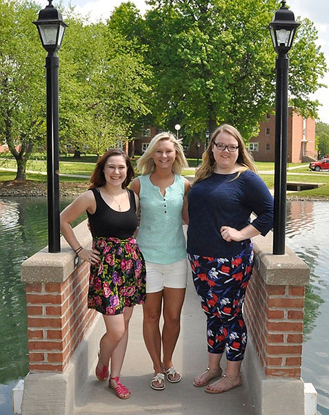 William Woods scholarship recipients include Sarah Williams, Baylie Borman and Haley McGrath.