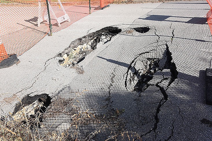 A sinkhole sits on Forest Hill Avenue and Forest Drive.