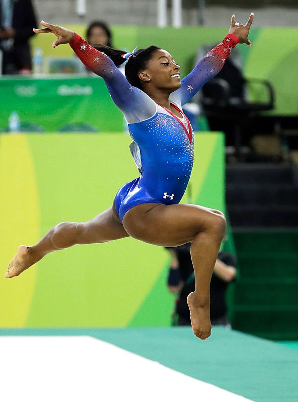 United States gymnast Simone Biles performs on the floor during the women's apparatus final Tuesday at the Summer Olympics in Rio de Janeiro.