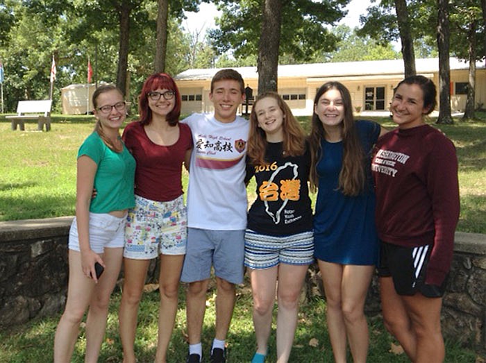 Local students in this year's International Youth Exchange Program were, from left, Amelia Vellios, Hannah Holt, Nathaniel Cook, Bailey Stiffler, Laura Miserez and Mary Conley.