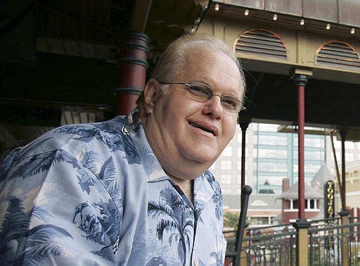 In this June 27, 2007, file photo Lou Pearlman poses outside his office's at Church Street Station in Orlando, Fla. Pearlman, credited for starting the boy-band craze and launching the careers of the Backstreet Boys and 'NSync, has died in prison while serving a 25-year sentence for a massive Ponzi scheme. The Orlando Sentinel reported that according to a federal inmate database, the 62-year-old Pearlman died Friday, Aug. 19, 2016. (AP Photo/John Raoux, File)