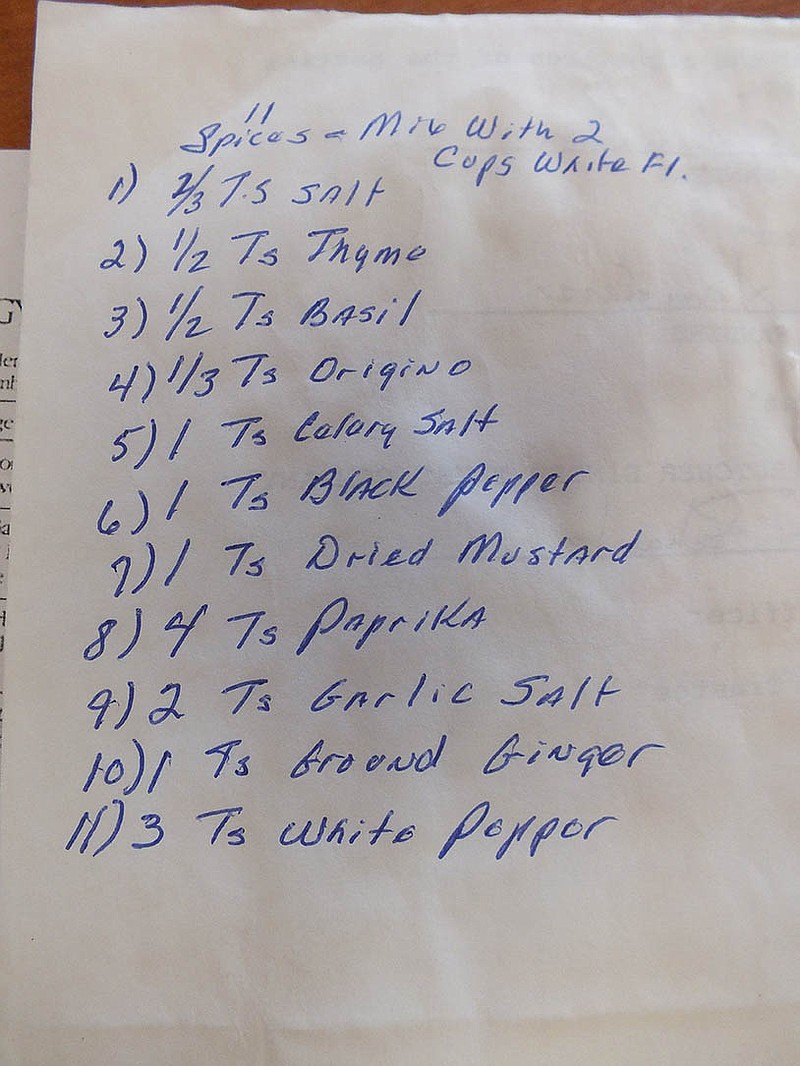 A handwritten list of 11 herbs and spices is jotted down on the back of the will for Claudia Sanders, the wife of Colonel Harland Sanders who created his famous Kentucky Fried Chicken.