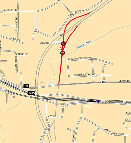 MoDOT says the northbound ramp connecting the 63/Interstate 70 interchange to U.S. 63 in Columbia will be closed from 7 p.m. until 6 a.m. on Sunday and Monday for resurfacing. 