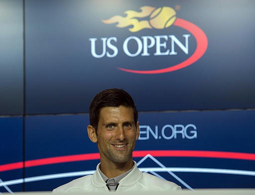 Novak Djokovic, of Serbia, speaks at a media availability for the U.S. Open at the Billie Jean King National Tennis Center, Friday, Aug. 26, 2016, in New York.
