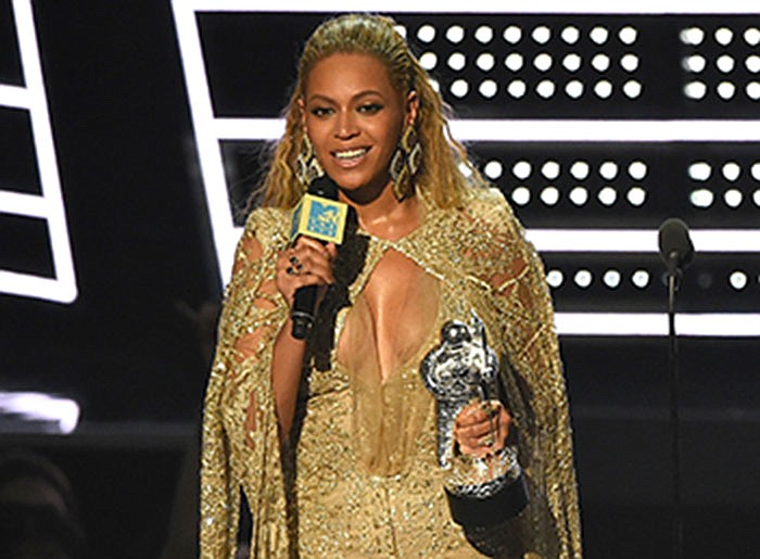 Beyonce accepts the award for best female video for "Hold Up" at the MTV Video Music Awards at Madison Square Garden on Sunday.