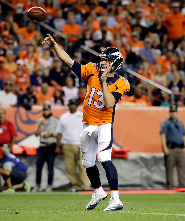 Broncos quarterback Trevor Siemian throws a pass against the Rams during the first half Saturday's preseason game in Denver.