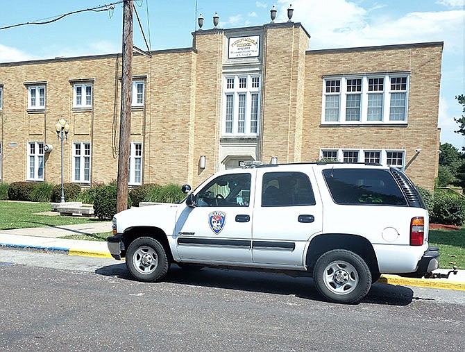 A Fulton Police Department car outside of Fulton Middle School.