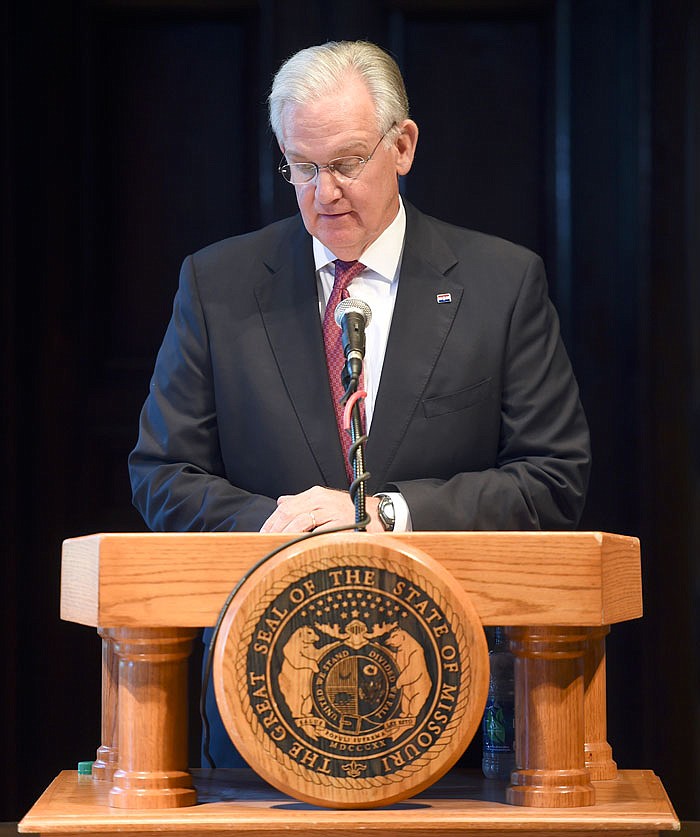 Gov. Jay Nixon holds a news conference about his recently vetoed bills at the Capital on Wednesday, Sept. 7, 2016.