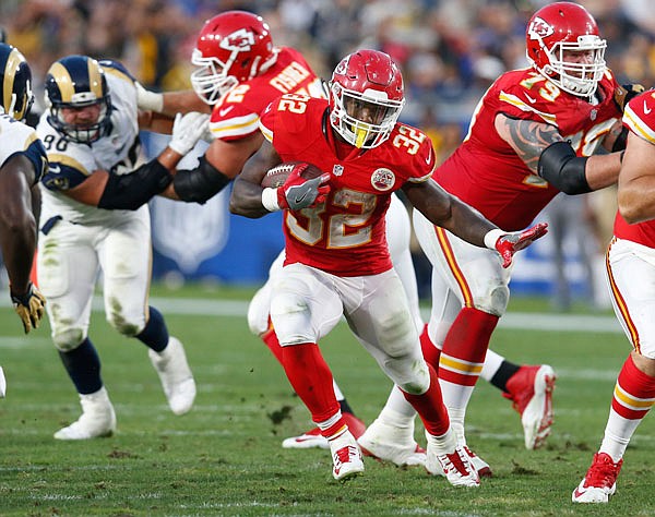 Chiefs running back Spencer Ware finds space during an Aug. 20 preseason game against the Rams in Los Angeles.