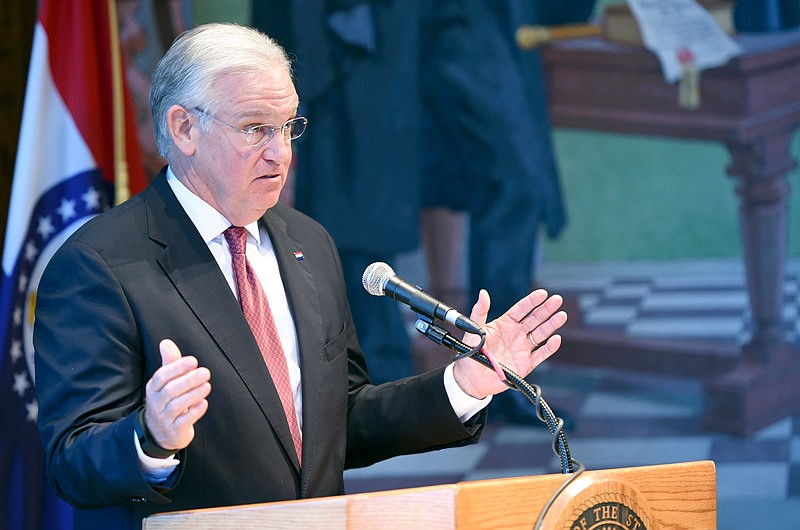 Missouri Gov. Jay Nixon holds a press conference about his recently vetoed bills Wednesday, Sept. 7, 2016 at the state Capitol. The vetoed bills have a possibility to be taken up on Sept. 14 by the General Assembly.