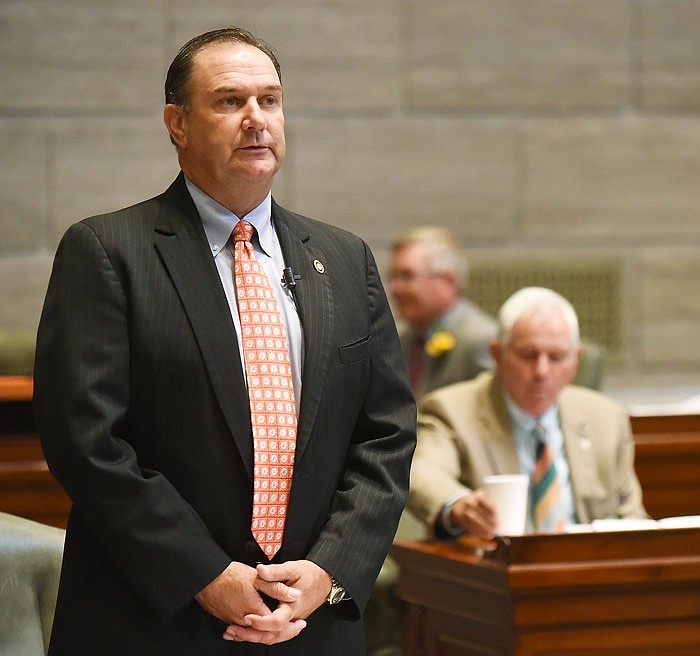 Sen. Mike Kehoe, R-Jefferson City, speaks on the floor of the Missouri Senate during the veto session Wednesday, Sept. 14, 2016. Kehoe serves as majority floor leader in that chamber.