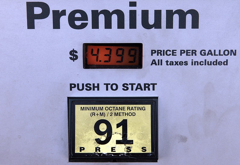 This Jan. 18, 2008, file photo shows the full service price per gallon of Premium gasoline at a pump at a gas station in Berverly Hills, Calif.