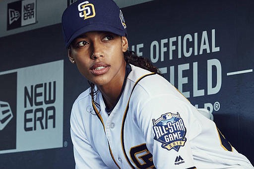 In this photo provided by FOX, actress Kylie Bunbury is shown in the all-new "Pilot" series premiere episode of "Pitch" airing Thursday, Sept. 22, 2016. Remarkably, the lead actress and lead writer of "Pitch" have been asked by strangers whether the Fox TV series about the first woman in the major leagues is based on a true story. It's fiction.