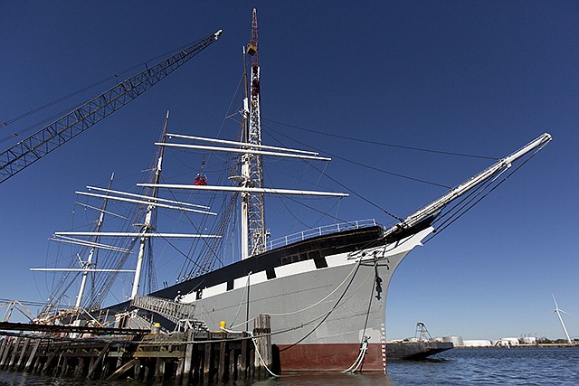The Wavertree is under restoration at Caddell Dry Dock and Repair Co. in the Staten Island borough of New York. One of the last large sailing ships made of wrought-iron, and the largest still afloat, will again grace a berth of the South Street Seaport Museum when it returns today, after more than a year of restoration.