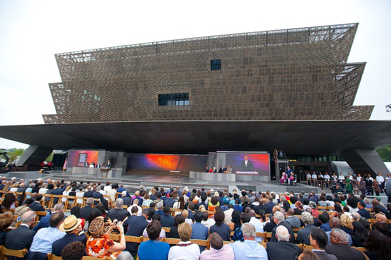 President Barack Obama speaks during the dedication ceremony for the Smithsonian Museum of African American History and Culture on the National Mall in Washington, Saturday, Sept. 24, 2016. 