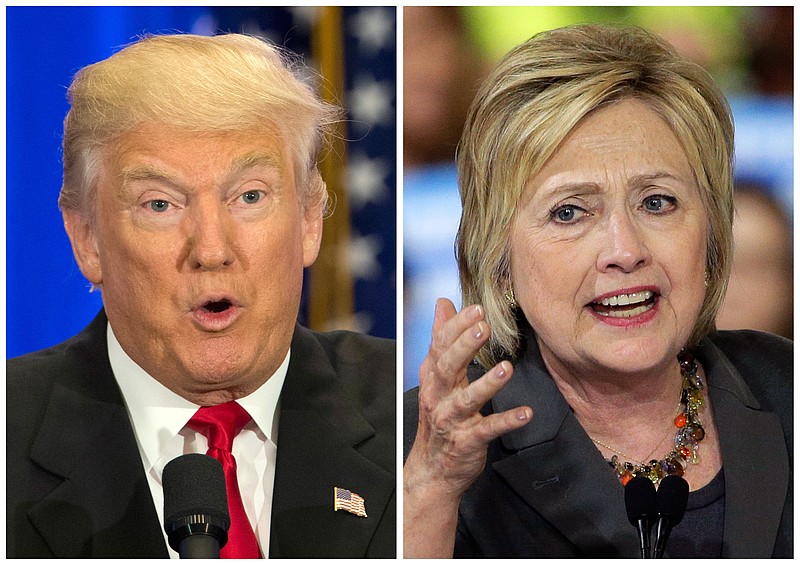 This file photo combo of file images shows U.S. presidential candidates Donald Trump, left, and Hillary Clinton. Trump wants to spur more job creation by reducing regulations and cutting taxes to encourage businesses to expand and hire more.
He also says badly negotiated free trade agreements have cost millions of manufacturing jobs. He promises to bring those jobs back by renegotiating the NAFTA agreement with Canada and Mexico, withdrawing from a proposed Pacific trade pact with 11 other nations, and pushing China to let its currency float freely on international markets.
Clinton has promised to spend $275 billion upgrading roads, tunnels and modern infrastructure such as broadband Internet, to create more construction and engineering jobs. Trump has said in interviews he would spend twice as much.